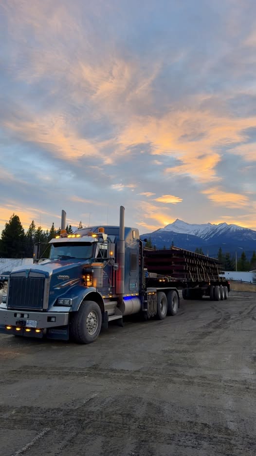 Railroad panels loaded for transport